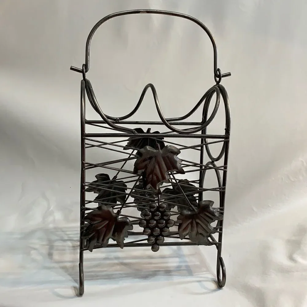 Grapevine Wrought Iron 2 Bottle Wine Rack Storage Holder Home Bar Entertaining